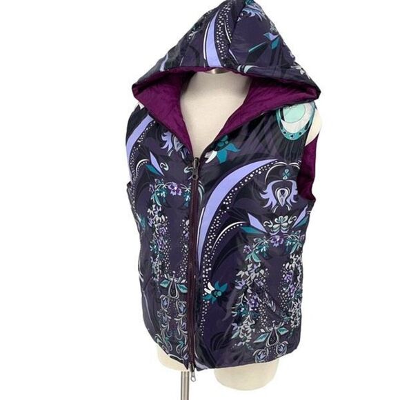 Emilio Pucci 17YC10 Reversible Hooded Puffer Vest Size 8 Fuchsia And Floral Prin - Picture 4 of 12